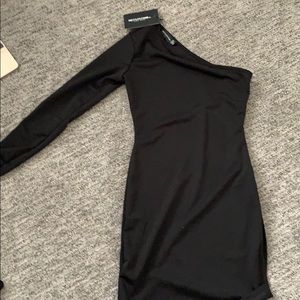 NEW PLT one shoulder black dress with slit